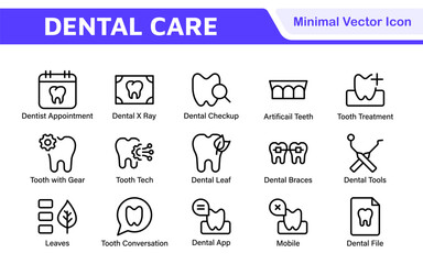 Dental Icon Set. A comprehensive collection of vibrant and professional icons for dental practices, perfect for patient communication to promote oral health awareness.