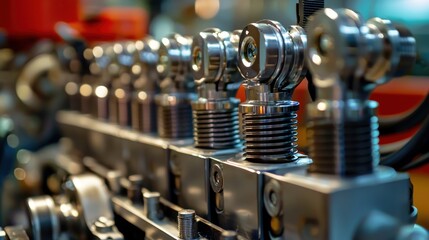 Close-up View of Engine Components with Piston and Valves Detail