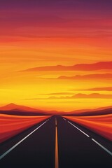 Vibrant Sunset Over Open Road Landscape