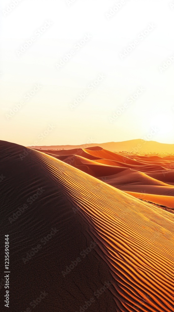 Aufkleber sunlit desert dunes with gentle ripples and warm color patterns