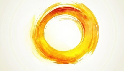 Abstract Yellow Orange Circular Watercolor Painting