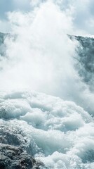 Misty Geyser Eruption with Bubbling Water and Steam in Nature