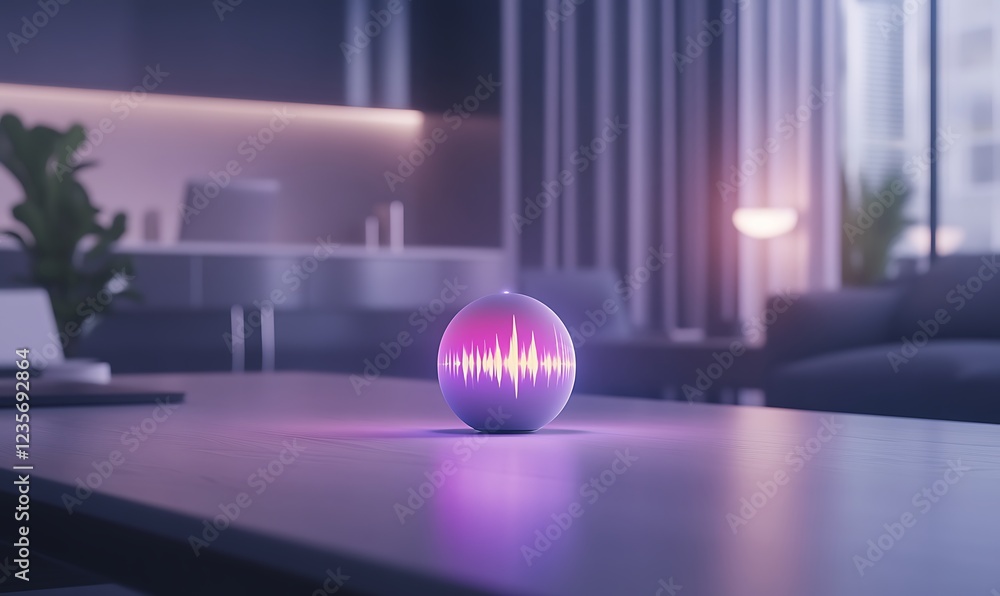 Aufkleber close-up image of a futuristic ai-powered voice assistant technology.