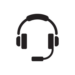 Headset icon with headphones and mic for audio and communication use