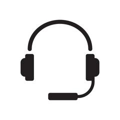headphones icon with headphones and mic for audio and communication use