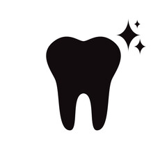 Shine tooth icon with sparkling effect for dental cleaning and oral hygiene