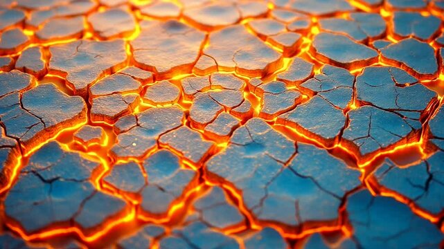 Molten Lava Flowing Through Cracked Earth