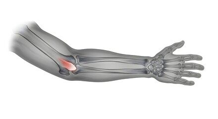 Obraz premium Medical Illustration of Forearm Fracture with Highlighted Injury