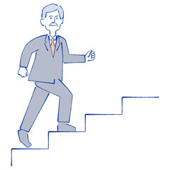 階段を上がるスーツの男性
