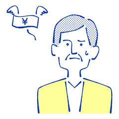 お金の心配をする男性