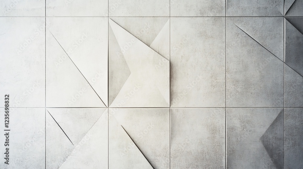 Poster abstract geometric design featuring a repeating pattern of textured gray tiles with angular lines