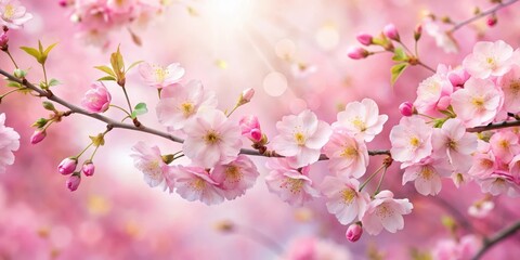 Fototapeta premium Soft pink cherry blossoms unfolding into a delicate seamless pattern