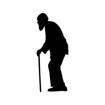recommend clip art: Black Old man silhouette vector illustration on white background