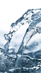 Crystal Clear Water Flowing in Natural Environment with Bubbles