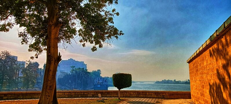 Al Manestirly Bridge, Om Kulthoum Museum and Nilometer in Rouda Island in Cairo in Egypt