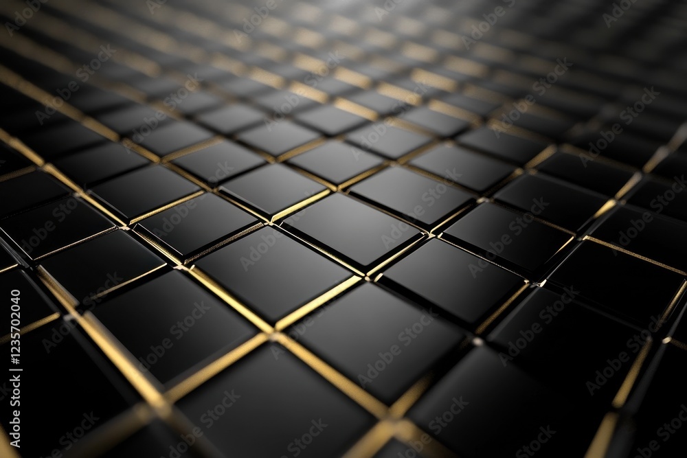 Poster sleek black and gold hud square grid motion background for dynamic visual projects, hud square grid 