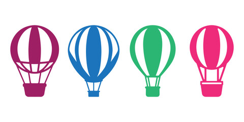 Naklejka premium Professional Air Balloon Icons Silhouette Vector Illustration