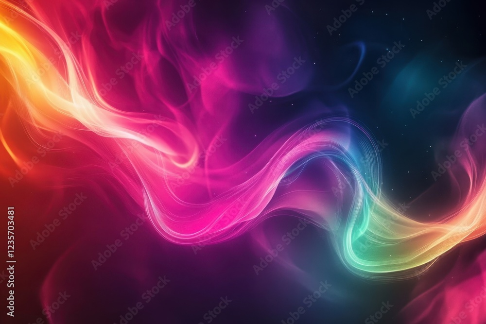 Poster glowing abstract motion graphics with neon lights creating vibrant flowing patterns, abstract able m