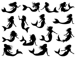 MERMAID SILHOUETTE ON WHITE BACKGROUND