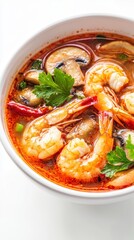 Delicious Shrimp Soup with Spicy Broth and Fresh Ingredients