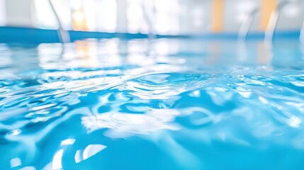 Obraz premium Clear Blue Water Surface with Soft Ripples in Indoor Pool Setting