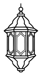 Hanging   lantern ornament for Ramadan. Ramadan Lantern Ornaments line art vector  on white background 