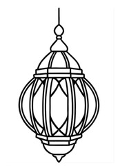 Hanging   lantern ornament for Ramadan. Ramadan Lantern Ornaments line art vector  on white background 