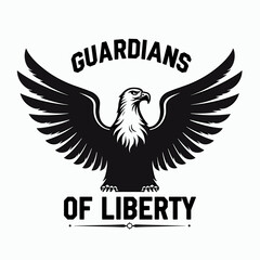 Obraz premium Guardians of Liberty: The Eagle's Vigilance, Symbolizing Freedom and Independence in Monochromatic Vector Form