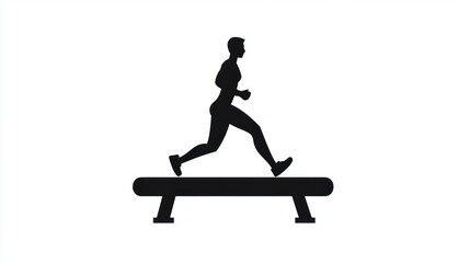 Gymnast leaping balance beam, white background, sports