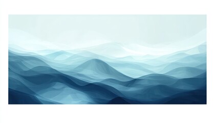 Abstract Blue Mountainscape Soft Hues Tranquil Scene