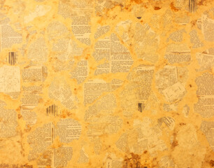 Procedural Vintage Newspaper Marble with yellowed text fragments under cracked varnish, creating an archival library texture for a historical, aged look.