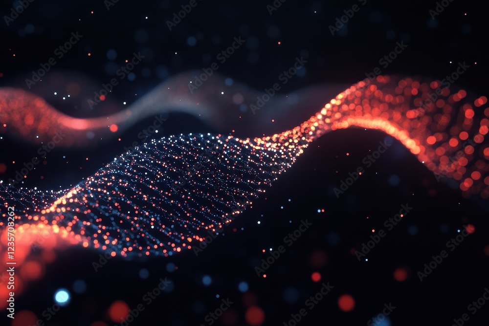 Leinwandbilder a colorful depiction of dna strands animated with flowing programming code projected over a dark bac