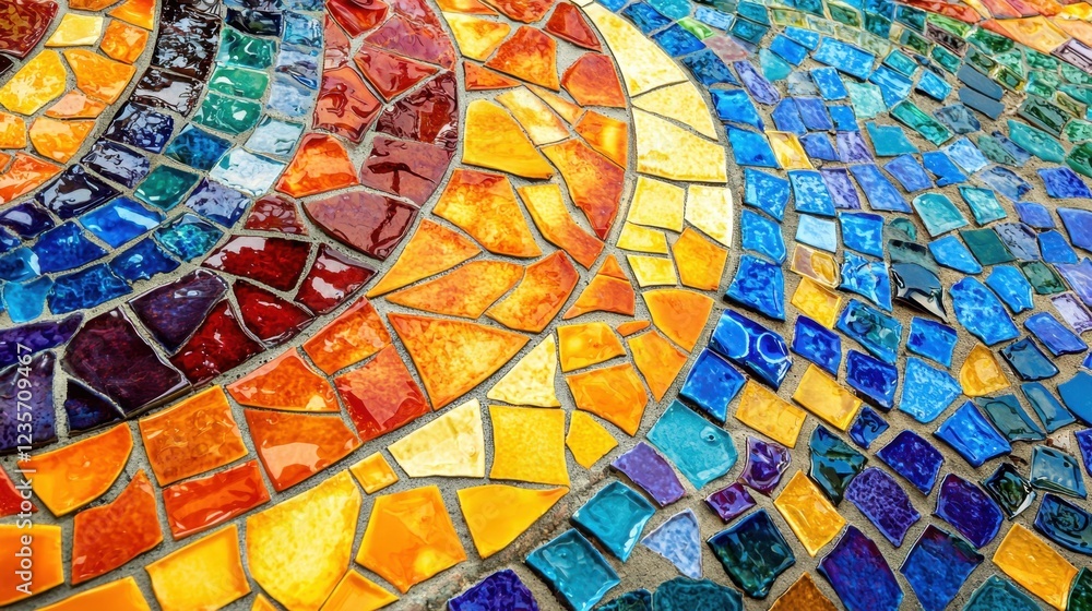 Poster colorful mosaic tile design with vibrant patterns and textures