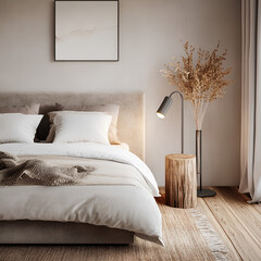 cozy bedroom graphic featuring a layered texture design