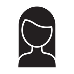 Long hair icon in glyph style