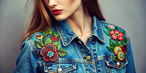 Casual chic denim jacket, jazzed up with patches and beads.