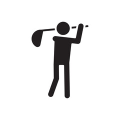 Playing golf icon in glyph style