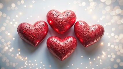 White canvas, red heart aerial view, AI-generated.