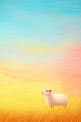 Dreamy Pastoral Scene with Sheep on Colorful Sky