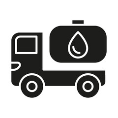 Oil tanker truck icon in glyph style