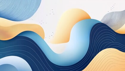 Abstract Blue Yellow Waves Design Art