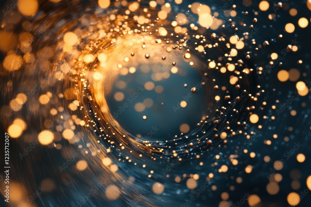 Fototapete Swirling particles create a mesmerizing vortex in a dynamic display of light and motion, Particles swirling into a vortex