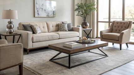 Contemporary living room, showcasing minimalist design aesthetics.