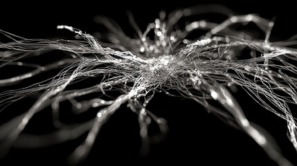 Abstract Network Visualization with Flowing Lines on Dark Background