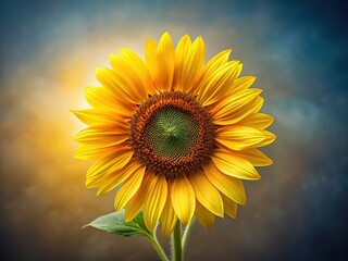 Obraz premium Long exposure paints yellow sunflower, minimalist style.