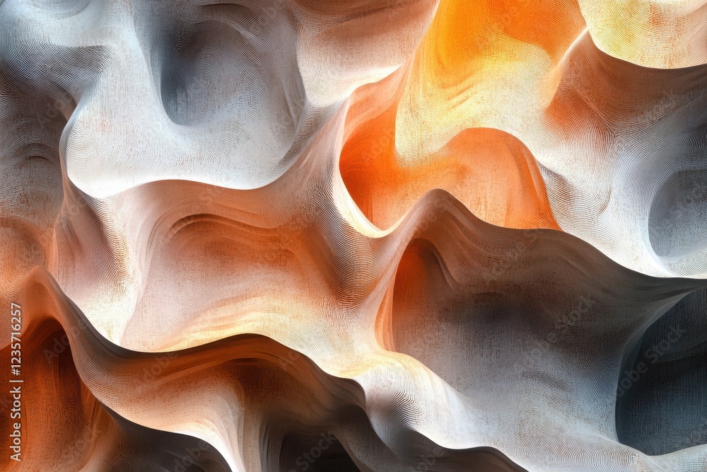 Poster abstract digital terrain background featuring seamless wave patterns in warm and cool tones, 4k abst