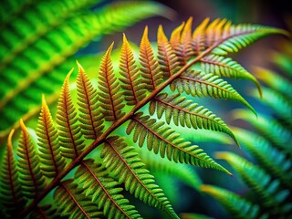 Detailed NZ fern tilt-shift, artistic macro capturing nature's botanical beauty.