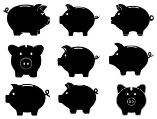 PIGGY BANK SILHOUETTE ON WHITE BACKGROUND