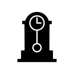 Grandfather clock icon in glyph style