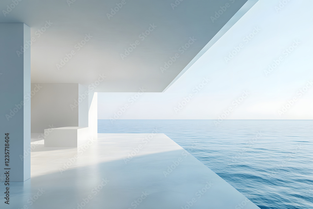 Poster ocean view minimalist architectural rendering